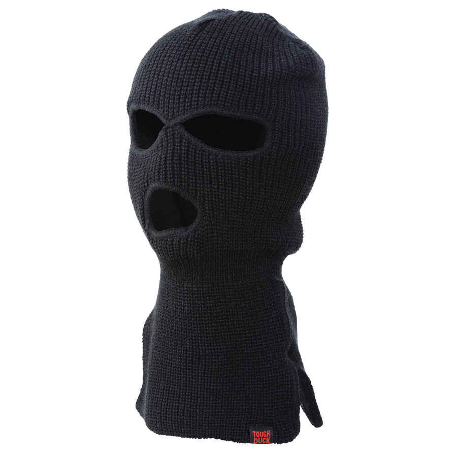 Men's 3 Hole Black Knitted Balaclava - One Size, Unbranded